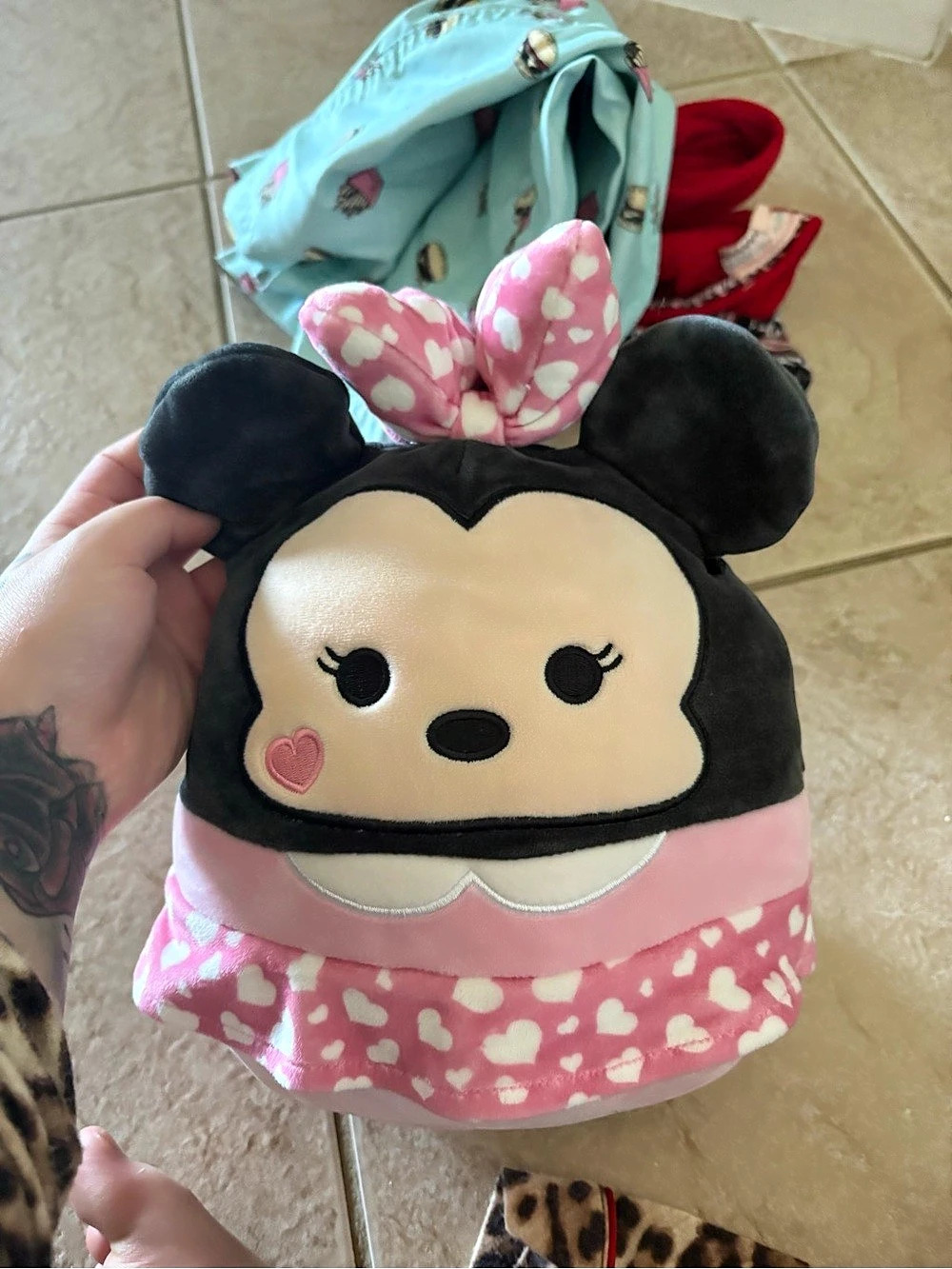 Disney Minnie Mouse Valentine's Day Plush Pink & Black Hat